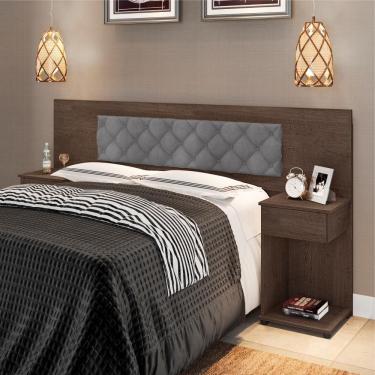 Imagem de Cabeceira Estofada Casal Queen King Capitonê MDP Chocolate Cinza Casa H