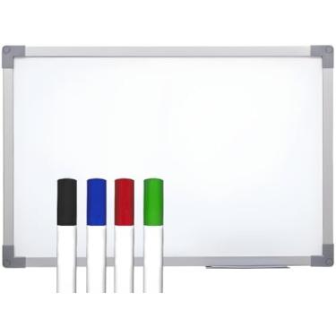 Imagem de Lousa Branca Quadro Branco 70x50cm Caneta + 4 Marcadores + 1 Apagador DidáTica MéDia