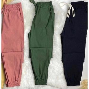 Imagem de Calça feminina jogger bengaline moda - filó modas , Verde militar, g