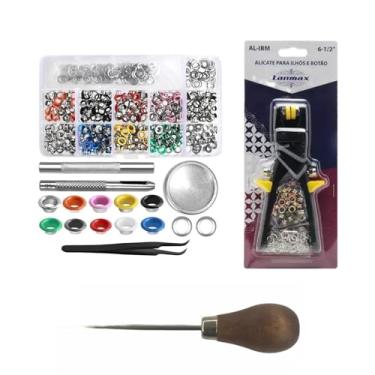 Imagem de Kit Alicate Pressão 2 em 1 para Ilhós e Botões de Metal + 400 Ilhós Coloridos Nº54 e Brindes Exclusivos – Perfeito Para Iniciantes E Profissionais, Proporcionando Maior Precisão