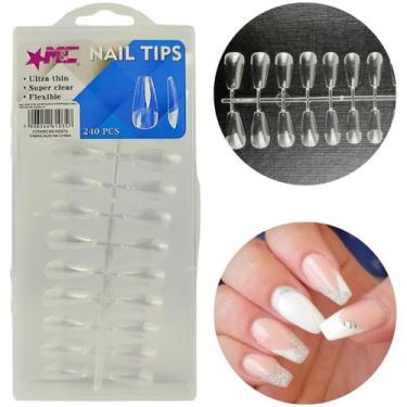 Imagem de Unhas Postiça Soft Gel transparente flexível Bailarina 240un - K&S