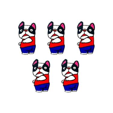Imagem de TH88 Conjunto de 5 peças Mini Bulldog Francês Filhote de Cachorro Remendos Bonito Logotipo de Desenho Animado 1 Patches Costurar Ferro em Aplique Bordado Emblema Sinal Remendo Roupas DIY Fantasia
