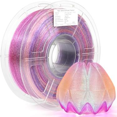 Imagem de iSANMATE Filamento PETG transparente gradiente rápido 1,75 mm, filamento de impressora 3D com glitter transparente, PET arco-íris vívido e transparente, precisão dimensional ± 0,02 mm, carretel de 1