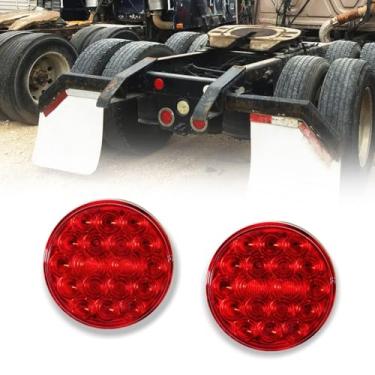 Imagem de 2 peças de lâmpadas LED redondas de posição de freio (vermelha) apto para Freightliner Cascadia Luzes de reboque de 10 cm com luzes de ré