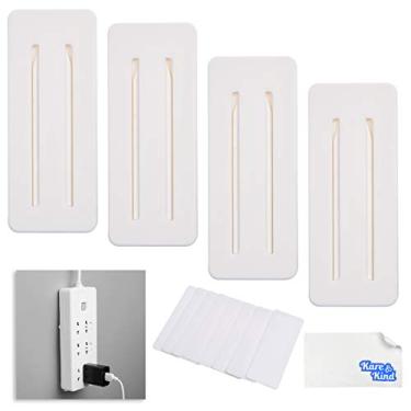 Imagem de Suporte autoadesivo para régua elétrica, pacote com 4 – fixador de parede sem perfuração – fácil de instalar – para casa, cozinha, escritório – fixa-se a madeira, plástico, metal, cerâmica