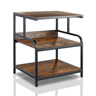 Imagem de jarrvz Suporte de impressora grande, suporte de impressora removível e fixo, suporte para impressora de máquina de fax grande, suporte para impressora a laser, suporte para impressora com espaço de armazenamento, carrinho de mão de escritório com scanner, marrom retrô