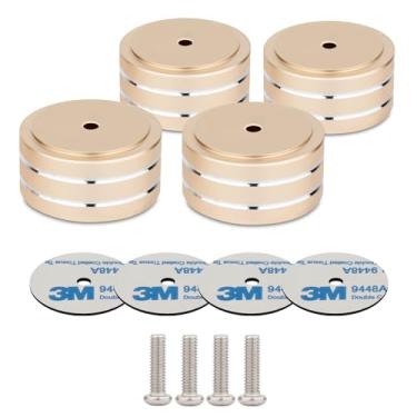 Imagem de Monosaudio 4 peças de pés de isolamento de para toca-discos 40 x 20 mm substituição de almofada de isolamento com anel de borracha antiderrapante/adesivos 3M/parafuso M4 para alto-falantes,