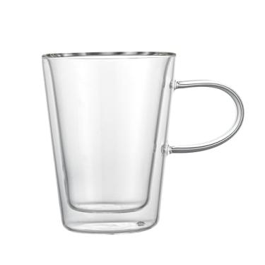 Imagem de Restaurantware - Forma Professional 145 g Canecas de vidro de parede dupla, 2 canecas de café isoladas com alça - Laváveis, reutilizáveis, copos de bebidas de vidro transparente, congeláveis, para
