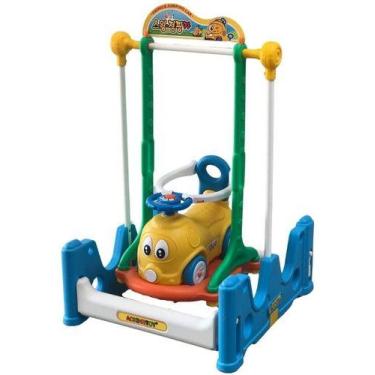 Imagem de Playground Infantil 4x1 Gangorra Carrinho Balanço Pula Pula Cor Amarel