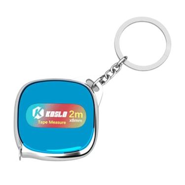 Imagem de Ioensy Fita métrica para medidas de perda de peso com chaveiro, ferramenta de medição fácil de usar, régua métrica para tricô de tecido, medição corporal, Azul