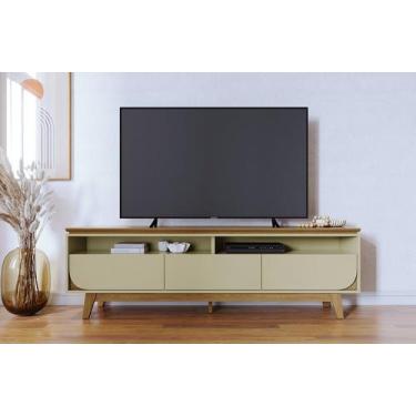 Imagem de Bancada Selene 2m Para TV até 75'' com 3 Gavetas e Pés Retrô - Cumaru/