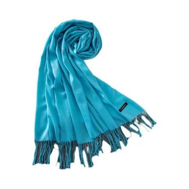 Imagem de Xale de Caxemira Longo Feminino - Cor Sólida, Hijab, Pashmina com Borl