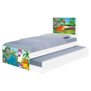 Imagem de Bicama Juvenil com Cabeceira Adesivada Dinossauros no Lago - Kids Mobi