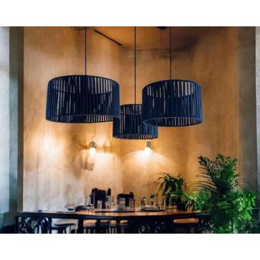 Imagem de Kit 3 Luminárias Corda Náutica Azul Composição Pendente 2m - Charmhous