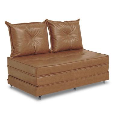 Imagem de Pufe Cama Dobrável 130cm Casal c/2 Almof. Cheias Linha Super