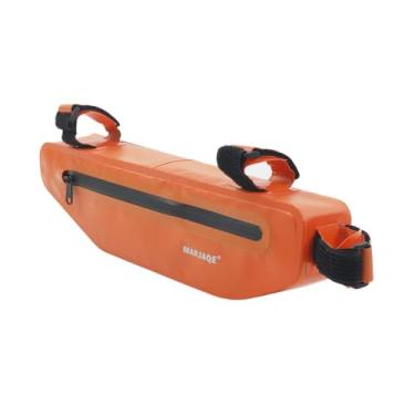 Imagem de simhoa Bolsa para quadro de bicicleta 1,5L Bolsa para tubo superior de bicicleta resistente à sujeira Acessório para de estrada e montanha, Laranja