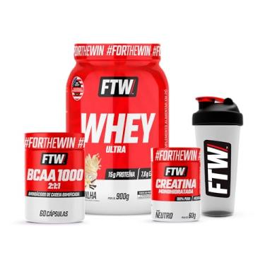 Imagem de COMBO WHEY ULTRA BAUNILHA (ULTRA 900G+BCAA 60 CÁPS+CREATINA 60g + COQUETELEIRA)