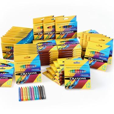 Imagem de Fullhawl 60 caixas de 12 gizes de cera coloridos, material escolar, atacado, cera brilhante, colorido, durável, material de volta às aulas para sala de aula, professores, lembrancinhas de festa