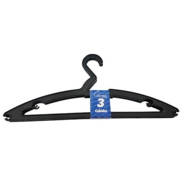 Imagem de Kit 3 cabides preto plastico - Tpa