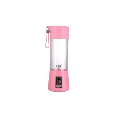 Imagem de Liquidificador Portátil USB Recarregável Mini Mixer Elétrico de Frutas com 6 Lâminas Inox para Sucos Detox, Garrafa Mixer Elétrica 380ml - Rosa
