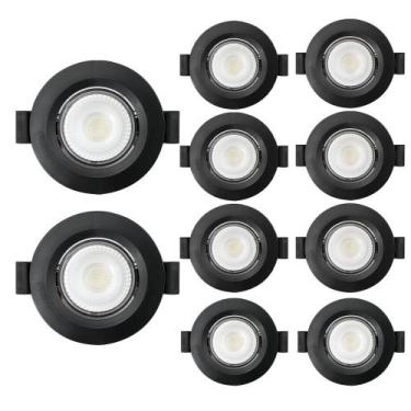 Imagem de Kit 10 Spot de Led Embutir Slim MR11 Redondo 3W Preto Bivolt - Blumena