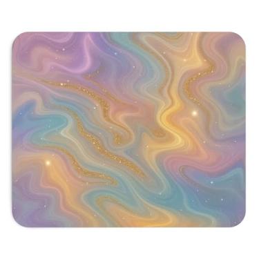 Imagem de Mouse Pad Cores Pastel, Redemoinhos, Efeito Brilhante, Dourado, Design Abstrato, Mesa Moderna, Presente Criativo para Mulheres, Tapete de Rato Artístico