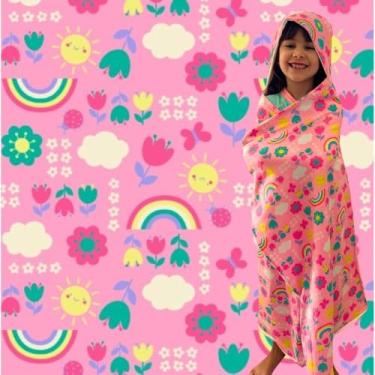 Imagem de Toalha de Banho Com Capuz Infantil Grande Premium Primavera Felpuda 100% Algodão 105 x 125cm