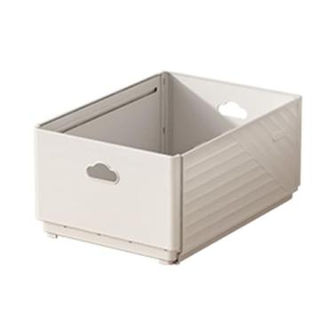 Imagem de Caixa de armazenamento expansível Camada única Camada Retangular empilhável gaveta Arganizador de especiarias para a cozinha Cabinet White (Grande)