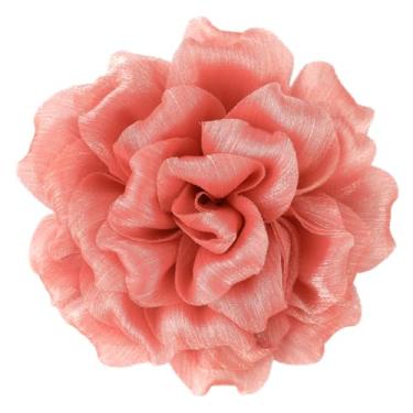 Imagem de Broche e alfinetes de flor de rosa, grampos de cabelo florais feitos à mão, broches de flores de tecido de fio brilhante, acessórios de corpete para mulheres, roupas de lapela, chapéu de vestido de