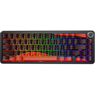 Imagem de ATTACK SHARK X65 PRO HE Teclado sem fio para jogos Rapid Trigger, precisão RT de 0,01 mm, 8000 Hz, com fio e interruptor magnético,BT,atuação ajustável, Snap Tap, RGB para PC/Mac (Contorno Vermelho)