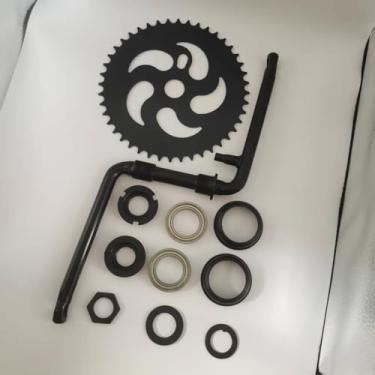 Imagem de ZZRSDAN Preto 170 mm, peça única, roda dentada 44T e atualização, novo kit de manivela de pedal de 5 cm de largura, para motor de 2 tempos, bicicleta motorizada a gás 48cc/66cc/80cc