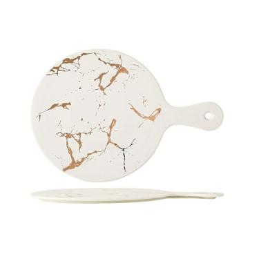 Imagem de Bandeja irregular requintada de mármore nórdico de cerâmica dourada - mármore grande