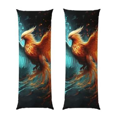 Imagem de Capa de travesseiro corporal com zíper ultramacia e refrescante, capa protetora respirável, capa de almofada para cama de fênix de fogo e água, capa de almofada decorativa para casa 50,8 cm x 137,2 cm