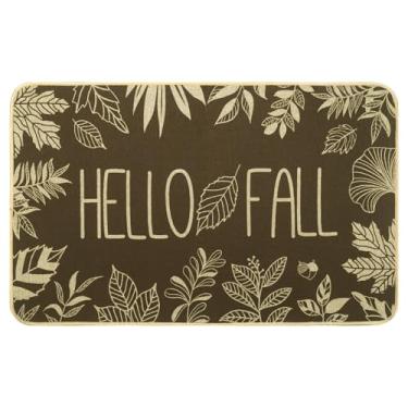 Imagem de Heirloom Haven Hello Fall Tapete de boas-vindas para porta, outono Dia de Ação de Graças, laranja, tapete para decoração de folhas tapete de entrada antiderrapante para casa, cozinha, banheiro, 43 x