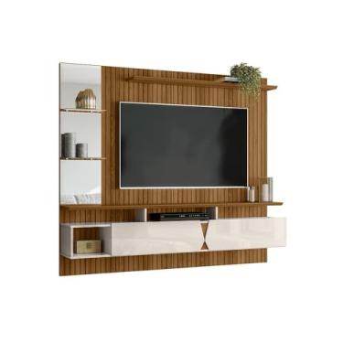 Imagem de Painel para Tv Suspenso Intense até 55 Polegadas Efeito Ripado Freijó/off White