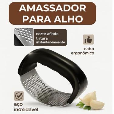 Imagem de Triturador Alho Manual Amassador De Alho Inox leve para uso frequente 