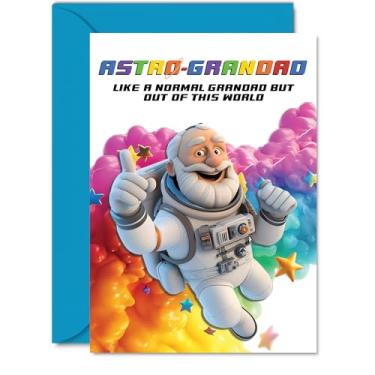 Imagem de Stuff4 Cartão de aniversário de avô - Astro-Grandad - Cartão de feliz aniversário para vovô do neto, cartões comemorativos A5 Astronauta Space Bday