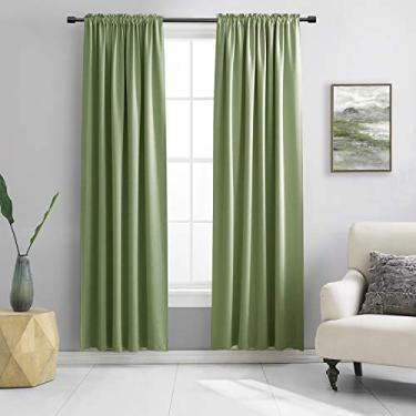Imagem de DONREN 2 painéis de cortina blackout de 152 cm de largura para quarto - Cortinas com isolamento térmico escurecimento de quarto com bolso para varão (verde sálvia, 152 cm de largura por 84 polegadas)