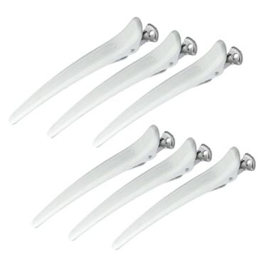 Imagem de 6 peças de grampos de cabelo profissionais para corte de estilo, 14 cm/5,5 pol. de comprimento, antiderrapante, sem vincos, clipes de bico de pato com faixa de silicone - corte de cabelo de salão para