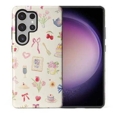 Imagem de ilikediy Capa para Samsung Galaxy S25 Ultra, HL2 Aesthetic Bow Preppy Collage Hybrid 2 Layer Hard Shell Silicone Protective Pattern Design Case