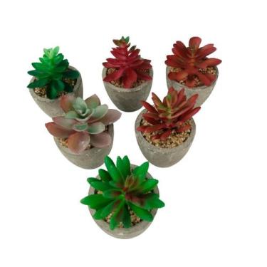 Imagem de Vaso Decorativo de Cimento 9cm com Planta - Tudo em Caixa - Genérico