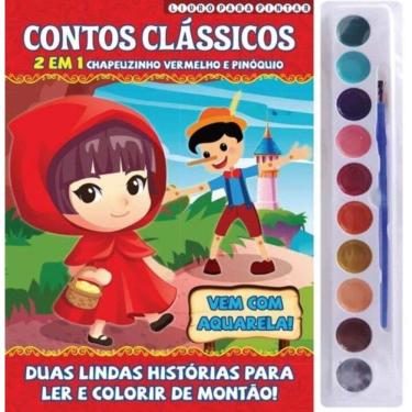 Imagem de Contos Clássicos - Livro Para Pintar 2 Em 1 - Aquarela 10 Cores - Chapeuzinho Vermelho e Pinóquio