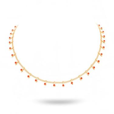 Imagem de Montana West Colar feminino com corrente banhada a ouro 18 quilates, leve, com contas de zircônia cúbica, Banhado a ouro 18K, Sem Pedra Preciosa