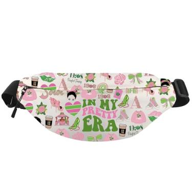 Imagem de WCGXKO Sorority Gift In My Pretty Era, parafernália rosa e verde, bolsa de cintura transversal de lona para irmandade, Pacote bonito, Casual