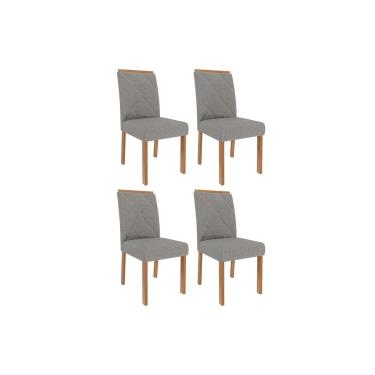 Imagem de Cadeira Sala de Jantar Fernanda Wood Kit 4 Un Carvalho/Linho Grafite - Cimol