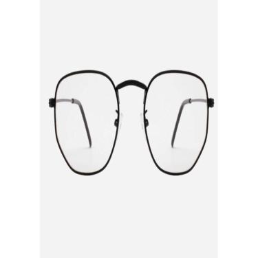 Imagem de Armação Óculos Grau Feminino Hexagonal Preto