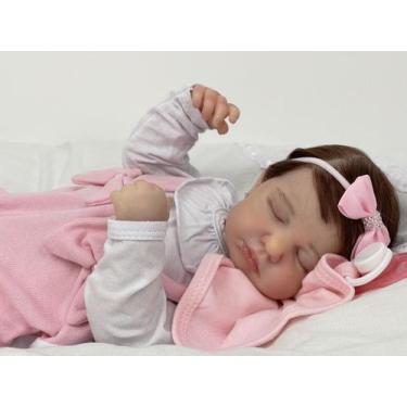 Imagem de Bebê Reborn Lou Lou Menina Realismo Dormindo, Silicone e Banho Enxoval