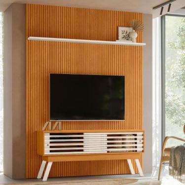 Imagem de Conjunto Frizz Painel C/ Rack E Rodízios New Premium Cinamomo/off-white