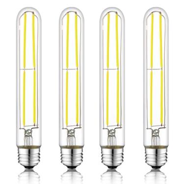 Imagem de NOVELUX Lâmpada LED E26 de 7,3 polegadas 6W regulável, lâmpadas Edison brancas frias 6000K 800LM, lâmpada tubular igual a 80 Watt T10 T9 de vidro transparente longo para arandelas de parede de tubo