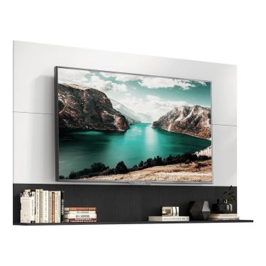 Imagem de Painel Tv 65" Com Prateleira Amsterdã Up Multimóveis V3641 Branco/Preto Branco/Preto